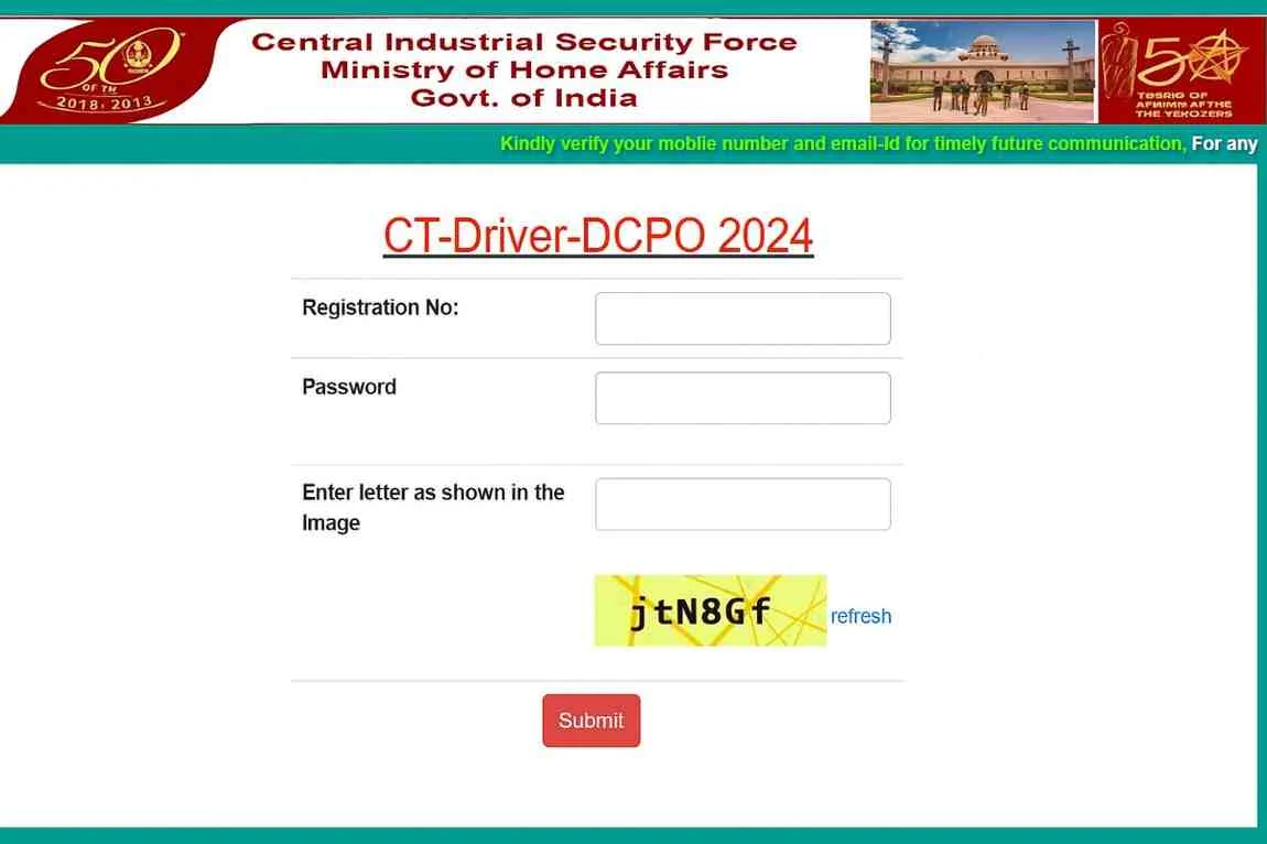 CISF Constable Driver Admit Card 2025 – PET/PST Download CISF Important Notice regarding PET/PST schedule for Constable