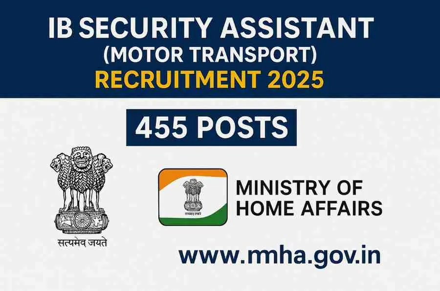 IB Security Assistant MT Recruitment 2025 – 455 Posts IB Security Assistant Recruitment 2025 Notification