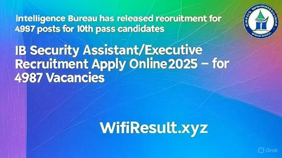 IB Security Assistant/Executive Recruitment Apply Online 2025 – for 4987 Vacancies Intelligence Bureau ने 10वीं पास उम्मीदवारों के लिए निकाली 4987 पदों पर भर्ती