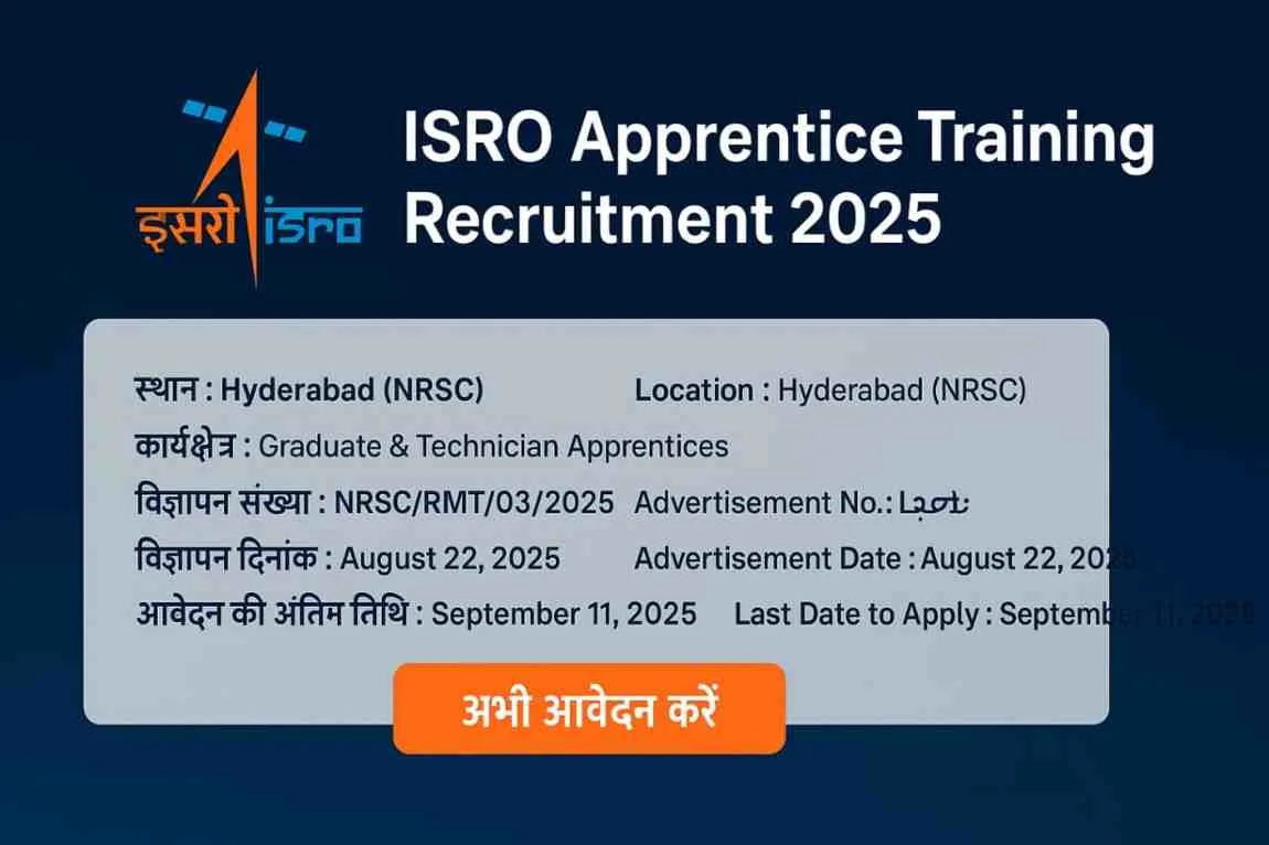 NRSC Hyderabad Graduate and Technician Apprentice Recruitment 2025-26 NRSC Hyderabad Apprenticeship Advertisement Banner 2025