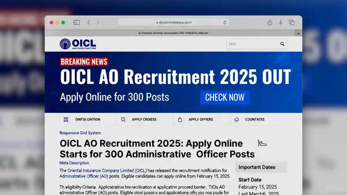 OICL AO Recruitment 2025 Notification Apply Online for 300 Posts