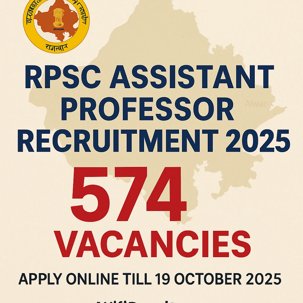 RPSC Assistant Professor Recruitment 2025 Notification PDF, 574 Vacancies, Apply Online