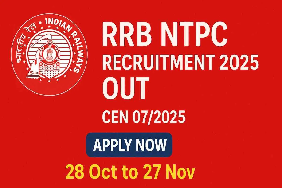 RRB NTPC Recruitment 2025 Apply Online Banner – CEN 07/2025 Undergraduate Posts